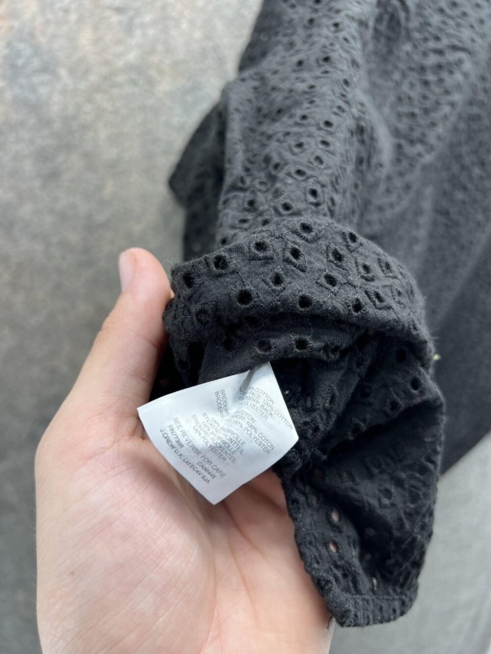 Madewell Blouse Womens XXL Black Eyelet Button Front Flutter Sleeve Cropped - Picture 5 of 10